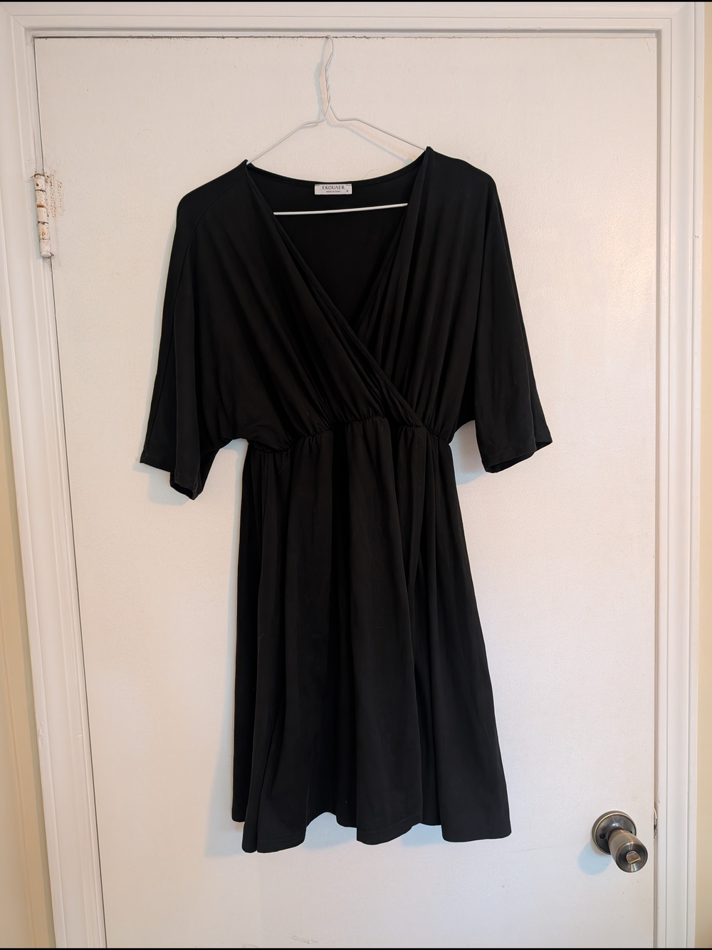 Elegant Black Wrap-Style Women’s Maternity/ Breastfeeding Dress